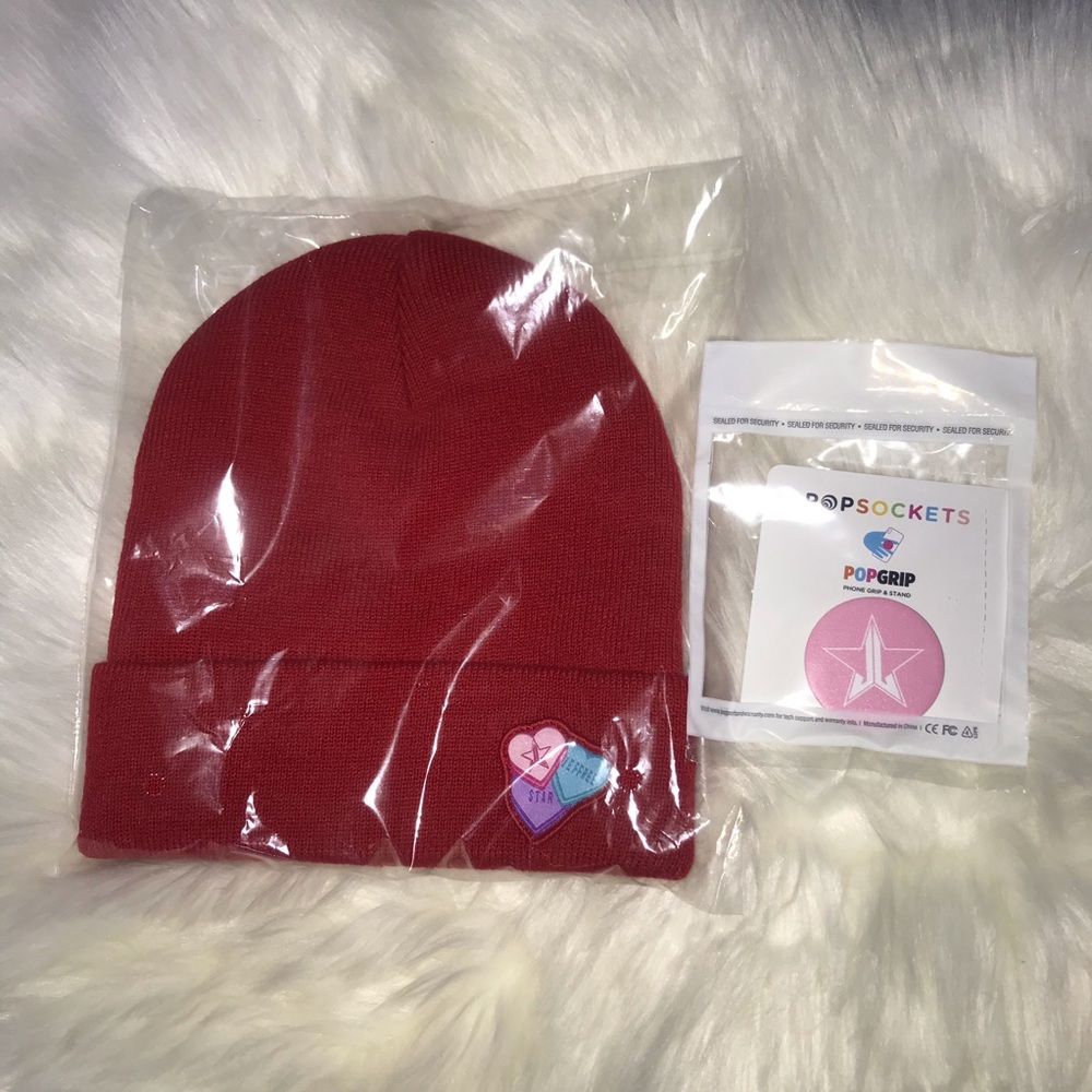 Jeffree Star Merch Red beanie and pop socket